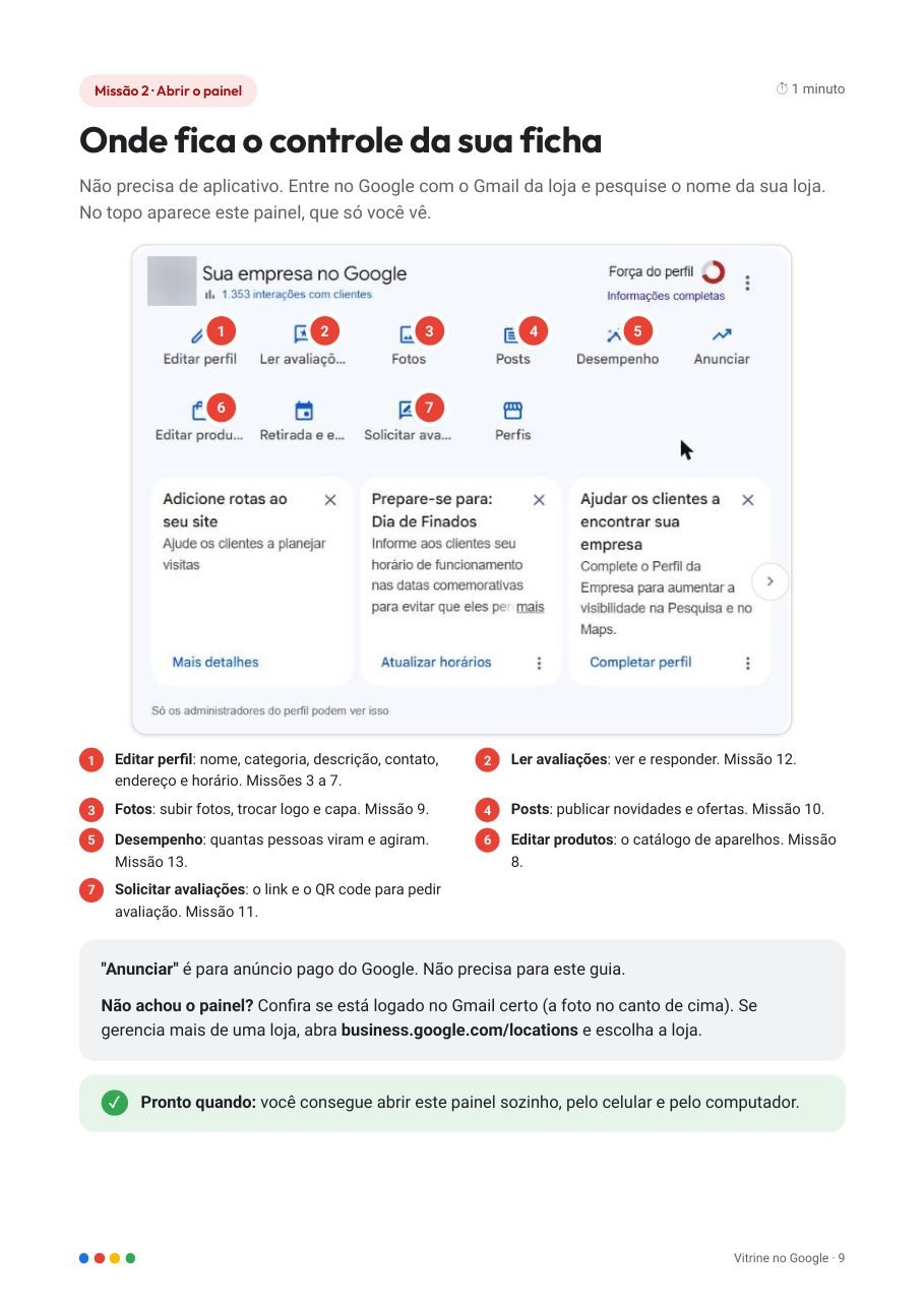 Missão 2: o painel da ficha com os botões numerados